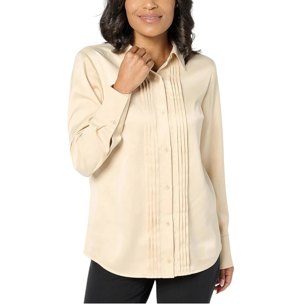BEAUTIFUL by Lawrence Zarian Women's Pintuck Detail Shirt Champagne - Regular